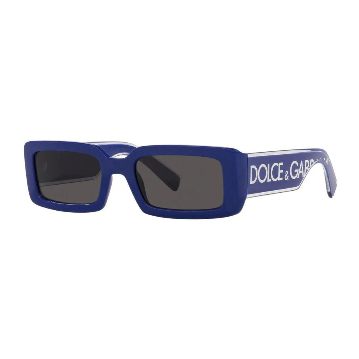 "Blue and white Dolce & Gabbana DG6187 3094/87 sunglasses with UV protection, rectangle frame, for men and women.