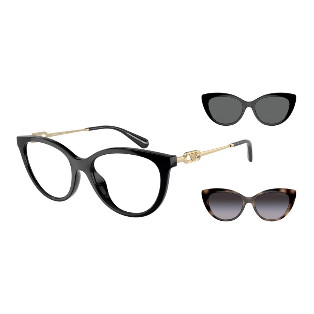 "Stylish Emporio Armani EA 4213U 5017 Women's Cat-Eye Clip-On Sunglasses | Available at Optorium"