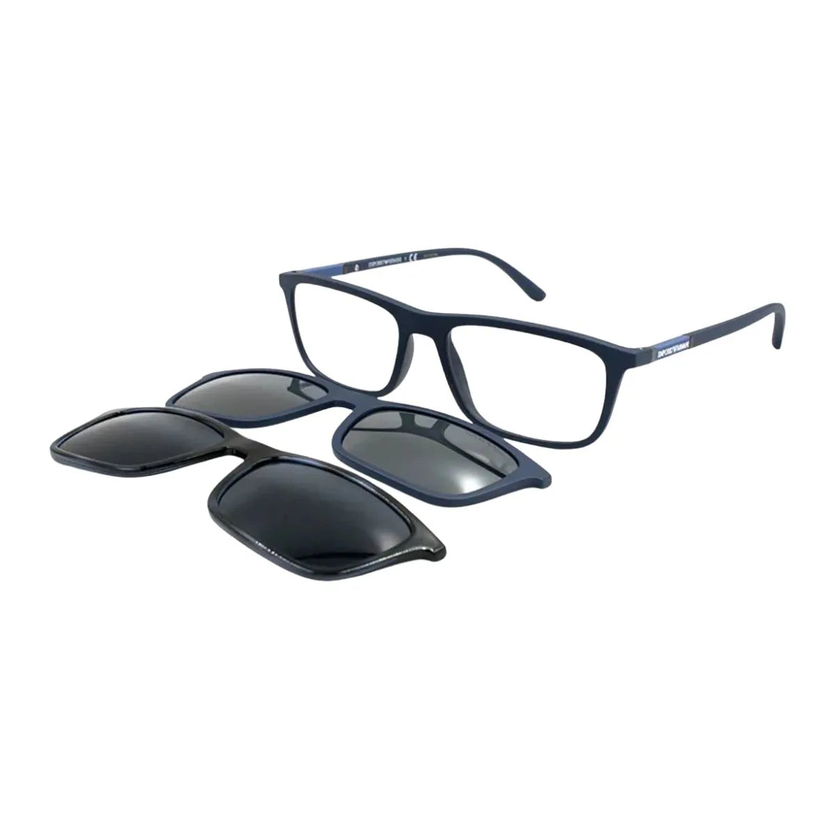 Premium Emporio Armani eyewear blue 4160 5088/1W featuring rectangle shape, 2 clip-ons, and UV protection lenses, ideal luxury sunglasses for men’s style and comfort at optorium.