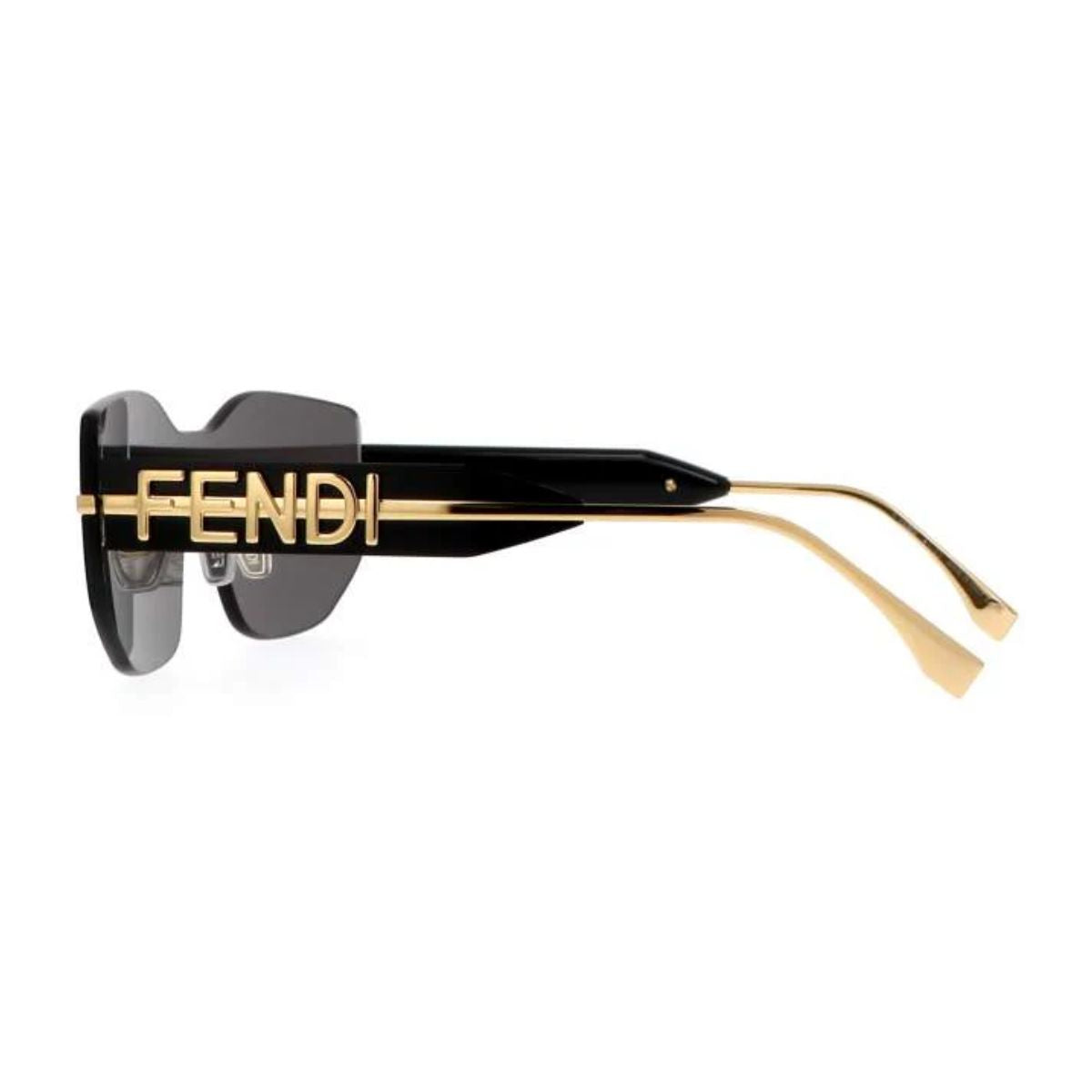 Fendi sunglasses women's cat-eye FE40066U 30A with gold frame and grey UV protection for women. Elevate your style with Fendi eyewear, available online at Optorium.