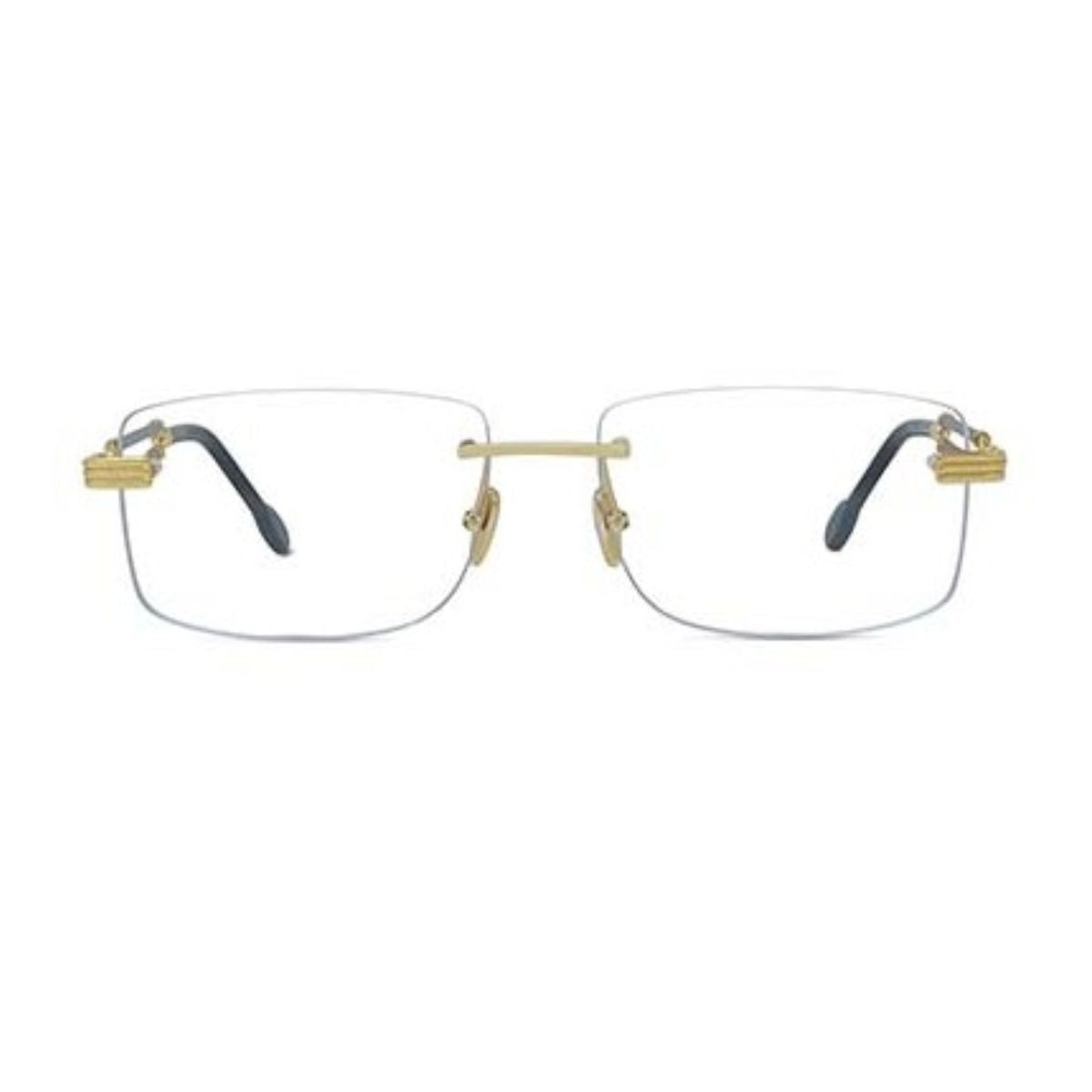 "Fred FG50035U 030 gold metal rectangle frame for men and women, available online at Optorium."