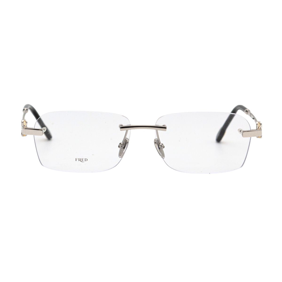 "Fred FG50067U 016 rectangle eyeglasses frame in silver, online at Optorium."