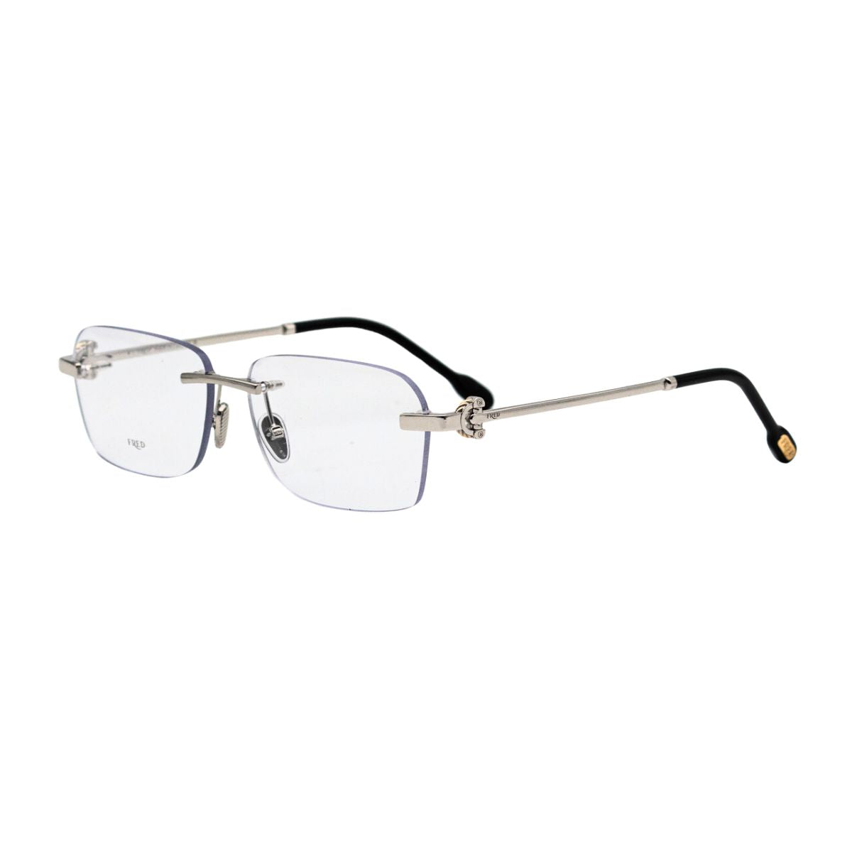 "Fred FG50067U 016 silver rectangle eyeglasses for modern eyewear, available at Optorium."