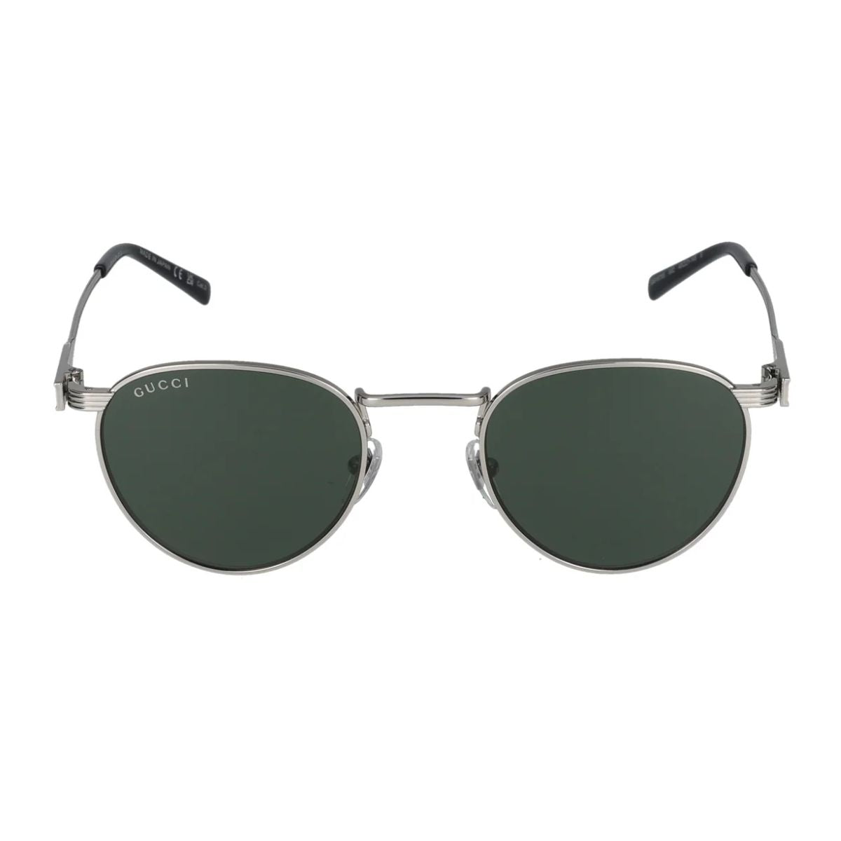 Trendy Gucci Sunglass GG1875S 002 in silver oval shape for men, offering a stylish look and UV protection. Ideal for everyday wear, shop online at Optorium.
