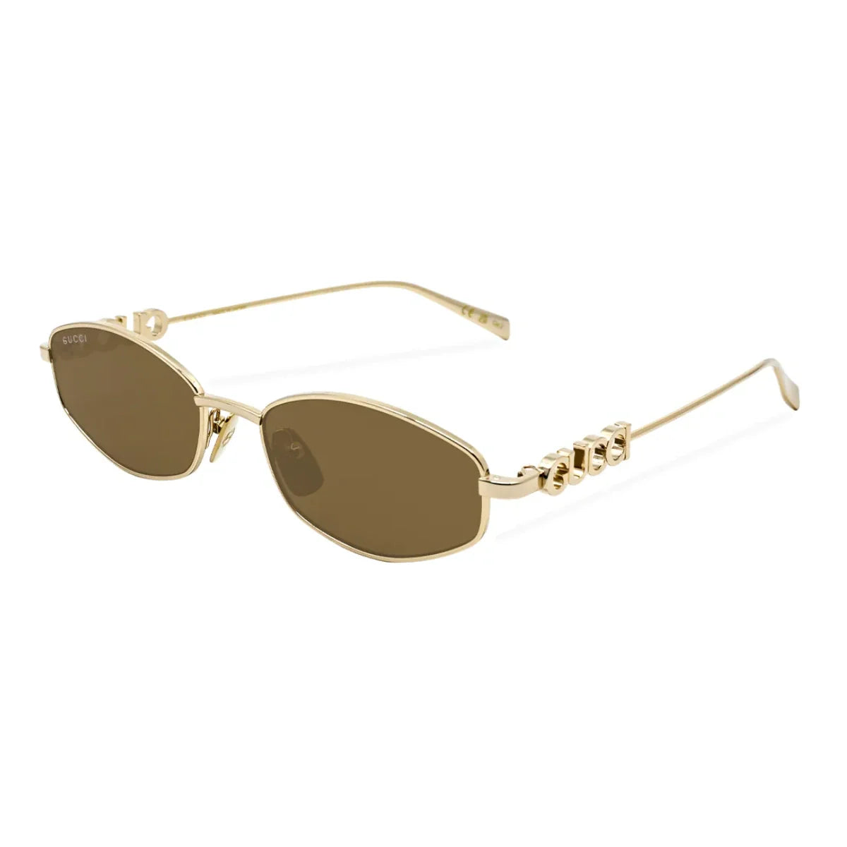 Women Gucci sunglass GG 1802S 005 featuring gold color frame, luxury oval shape sunglasses from Gucci with UV protection, top-ranking Gucci goggles style for online shopping optorium.
