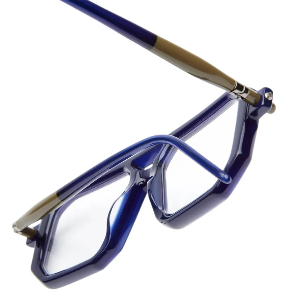 Kuboraum Maske P8 BMG square blue optical frame unisex designer eyeglasses with green and blue temples