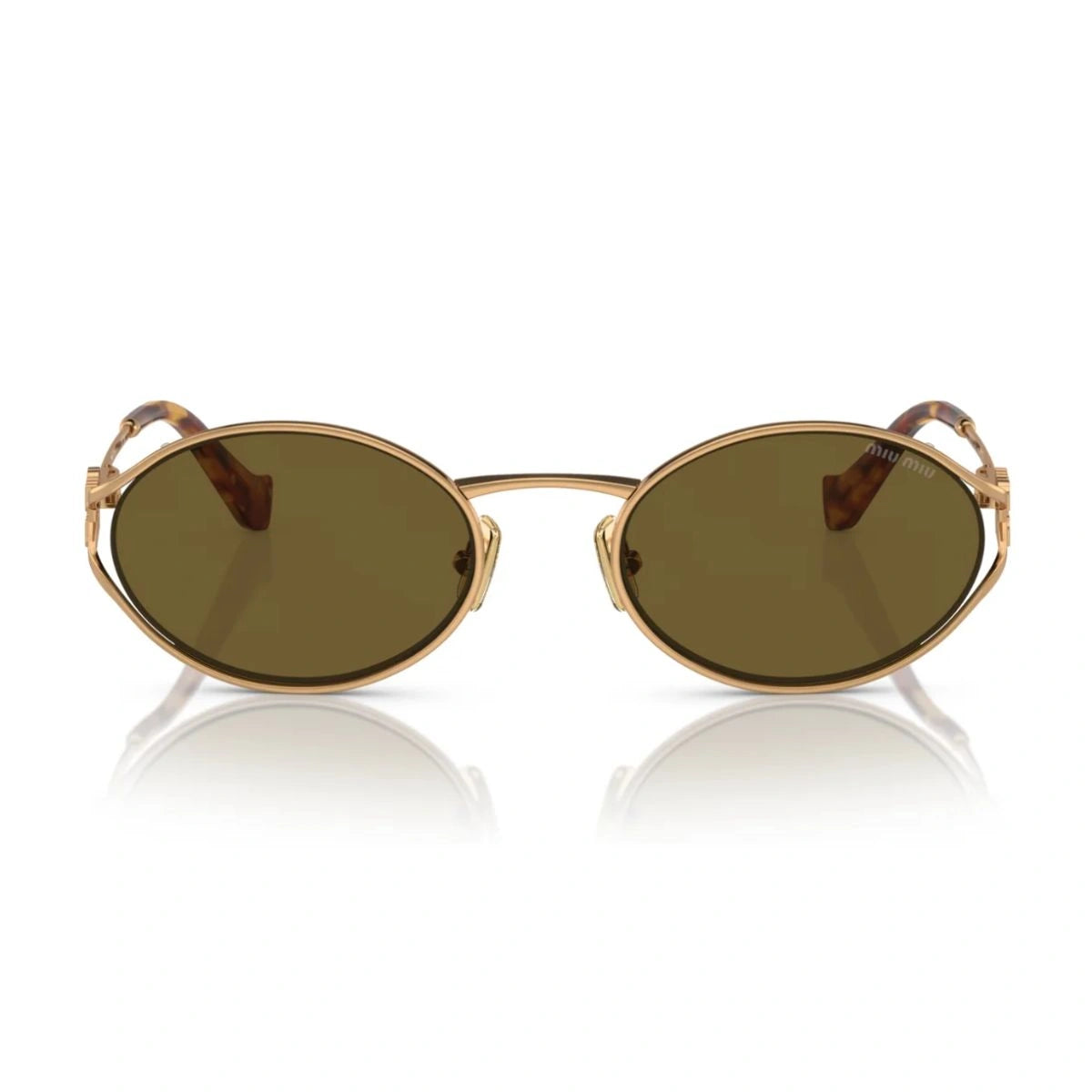 Miu Miu SMU 52Y oval shades gold temple frame front view