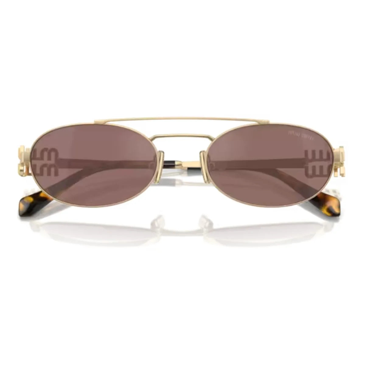 Explore Miu Miu sunglasses SMU 54Z ZVN 70D, women’s Miu Miu shades with UV protection, luxury gold Miu Miu oval eyewear for top fashion trends and style lovers, optorium.