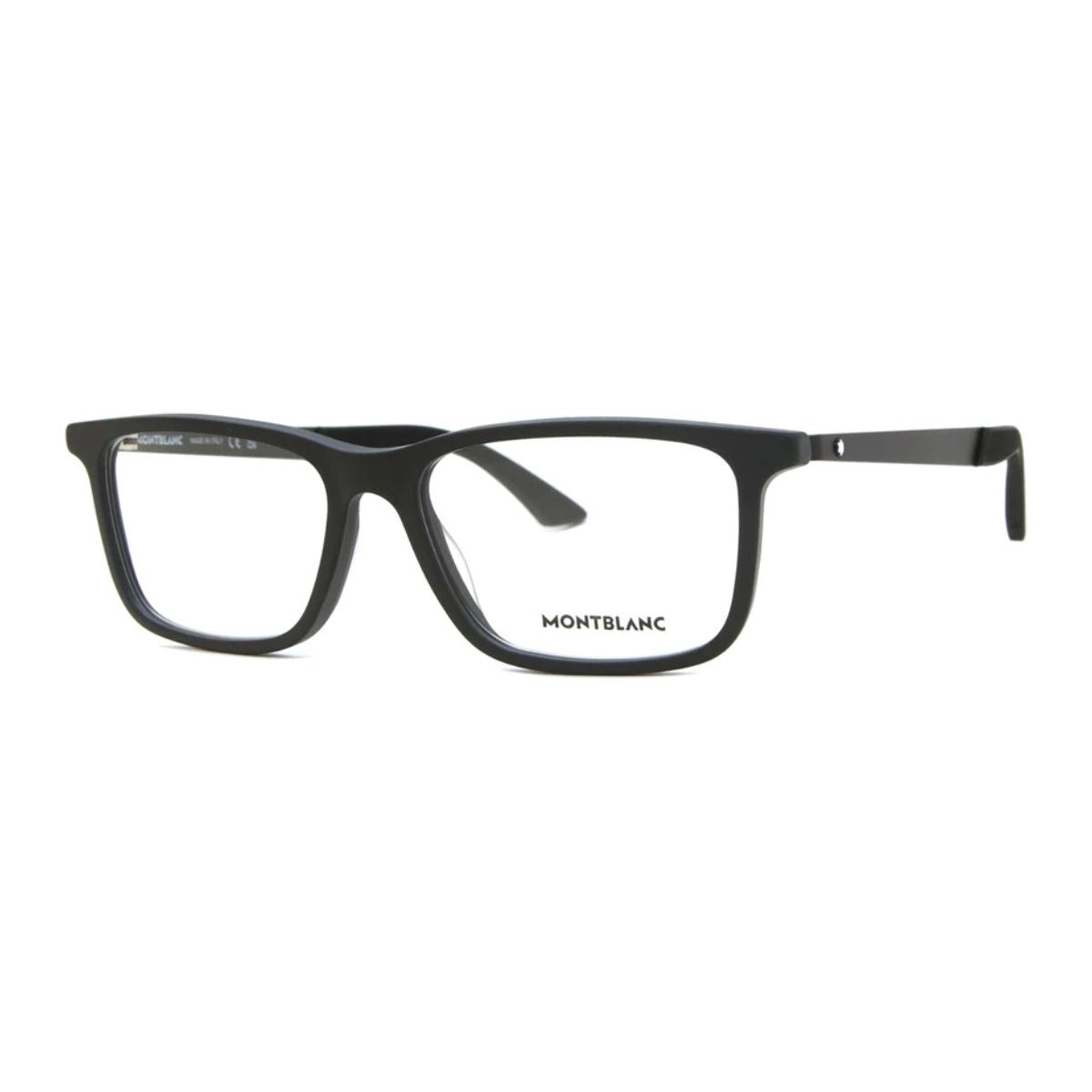 "Best Optical Glasses for Men – Mont Blanc MB033O 001 Eyewear with a sleek black finish. Get high-quality prescription glasses from the best eyewear store online. Available now at Optorium."