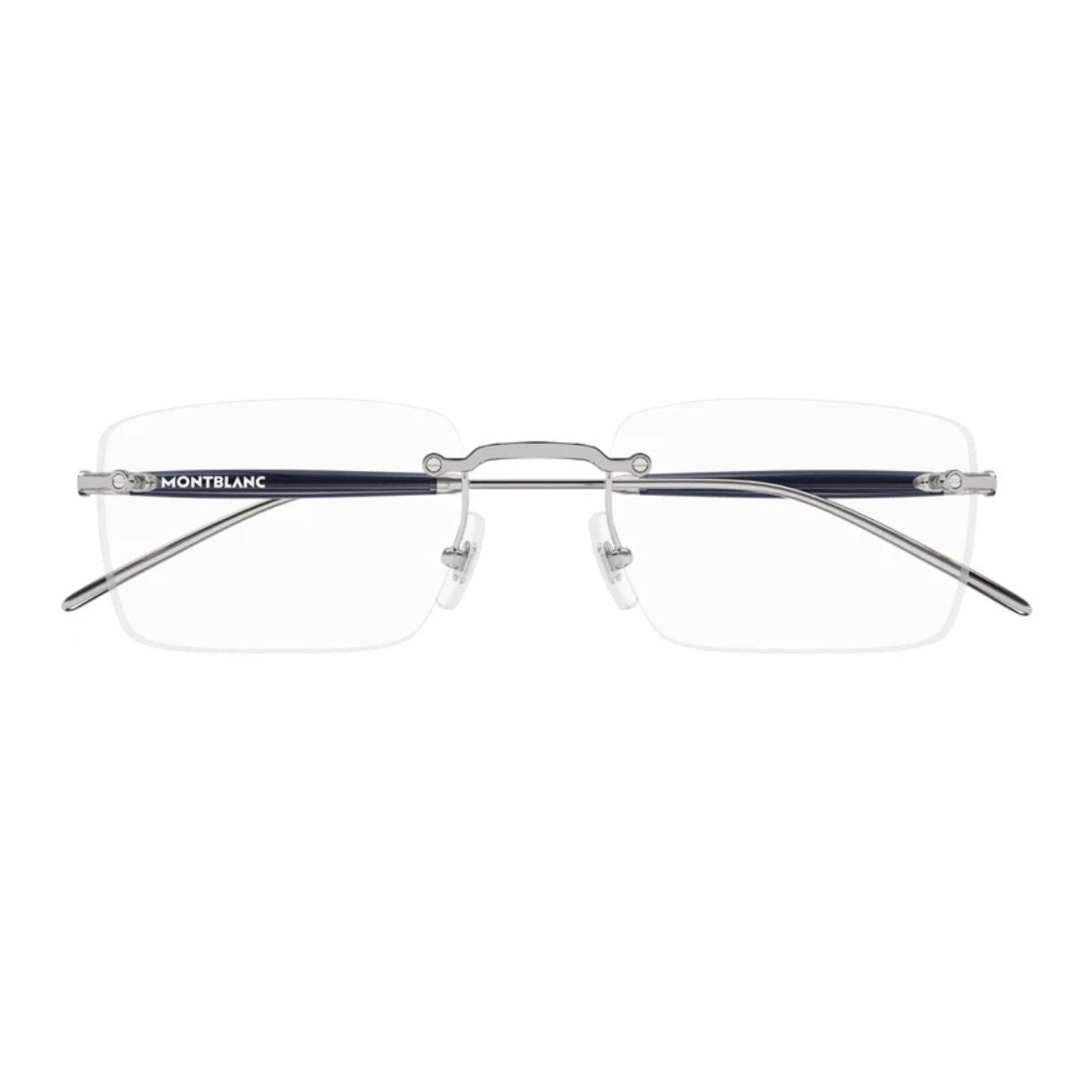 Mont Blanc MB0411O 004 optical frame for men, made with a silver finish and rectangle shape, great for daily use. Find the latest mont blanc eyewear at optorium.
