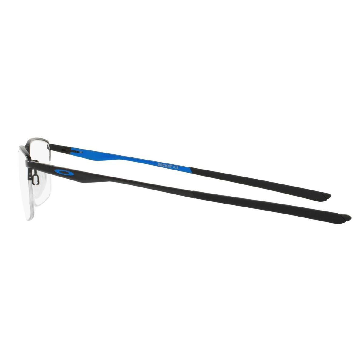 "Modern and stylish Oakley 5118 0153 rectangle rimless eyeglasses, available online at Optorium."