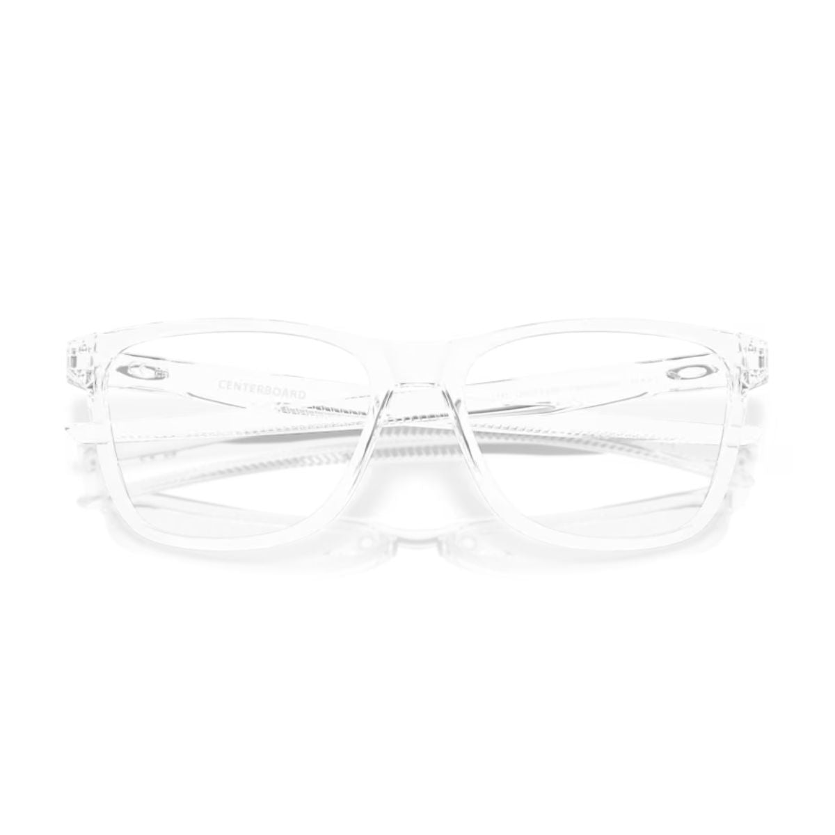 "Oakley OX8163-0355 polished clear eyeglasses frame lightweight and modern online at optorium."