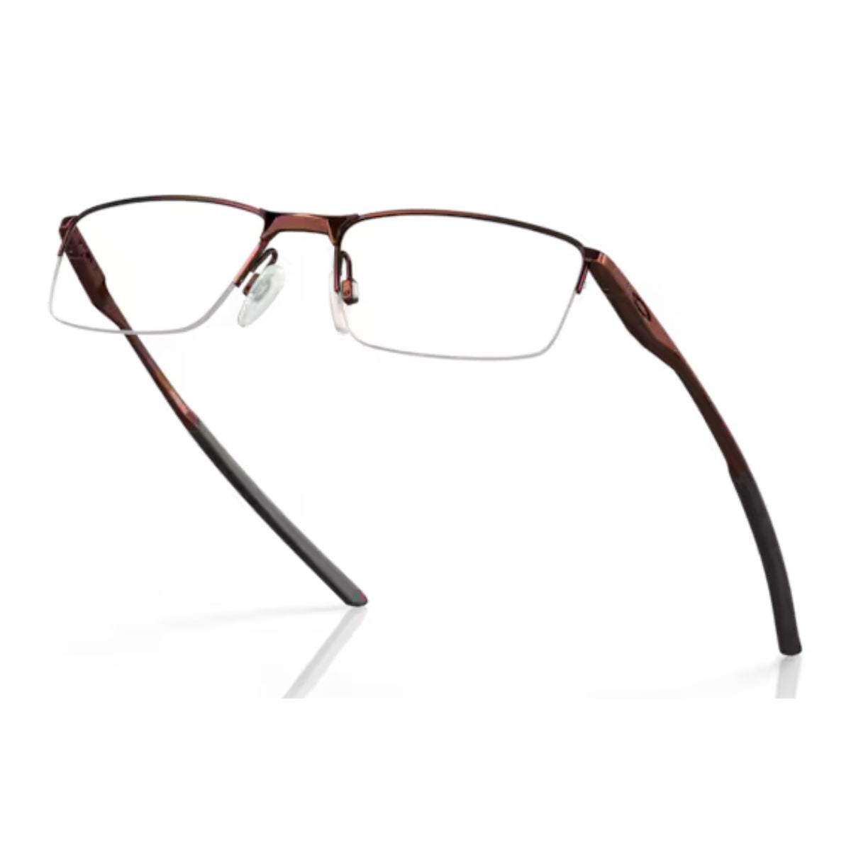 "Oakley OX3218-1154 rectangle half-rim eyeglasses frame lightweight and sleek online at optorium."