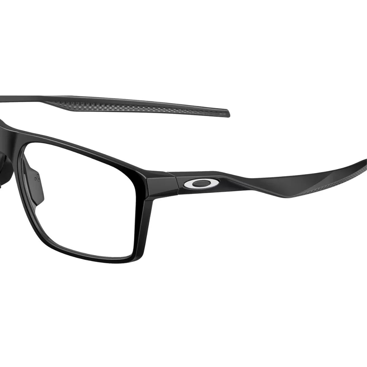 Black color Oakley Bat Flip Frame OX8183 0156 showcasing oakley eyeglasses for men with lightweight men's eyewear frames, trending oakley optical frames and sporty square shape design optorium.