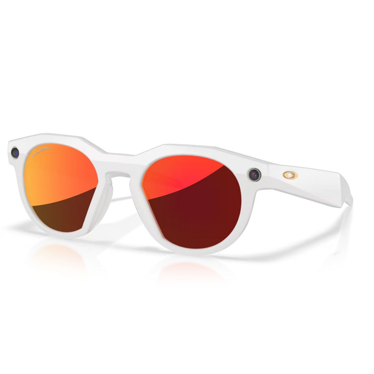 Shop Oakley Meta HSTN AI smart glasses 0W8002 warm grey with round shape design and prizm ruby lens, buy online in India at optorium.