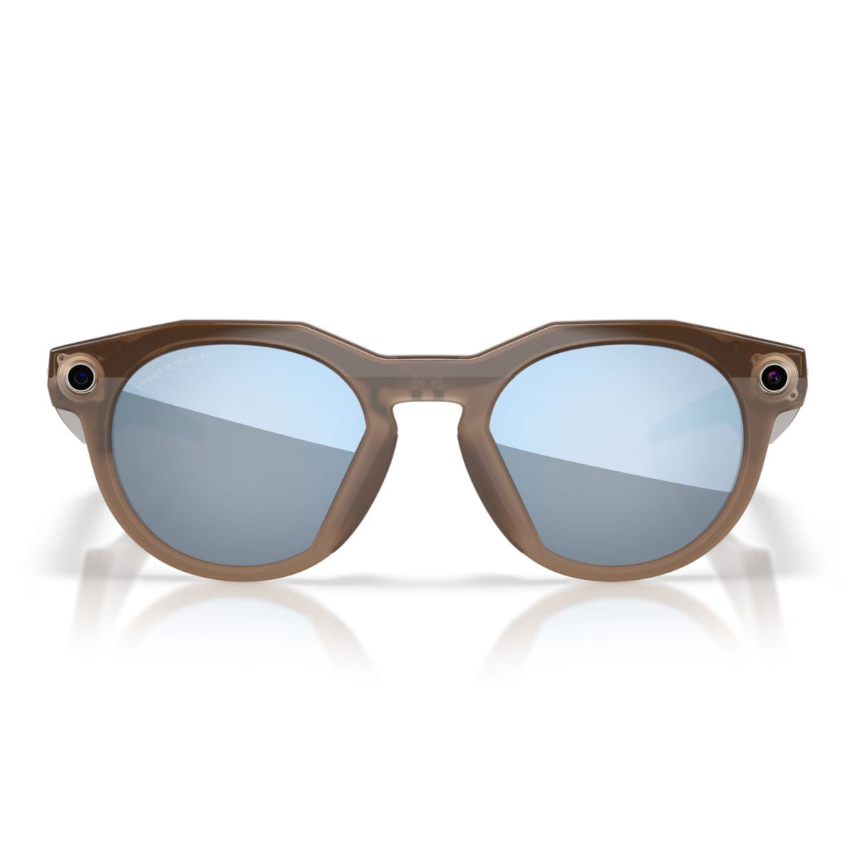 Oakley Meta HSTN 0W8002 Brown Smoke 06 smart glasses with round shape design, Meta AI features and premium style, buy Oakley Meta in India online at optorium.