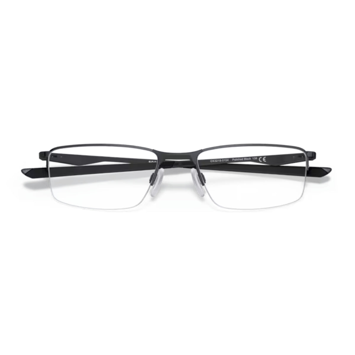 "Oakley spectacles OX3218 0154 with sleek polished black frame and semi-rimless style for men – premium oakley eyewear at Optorium"