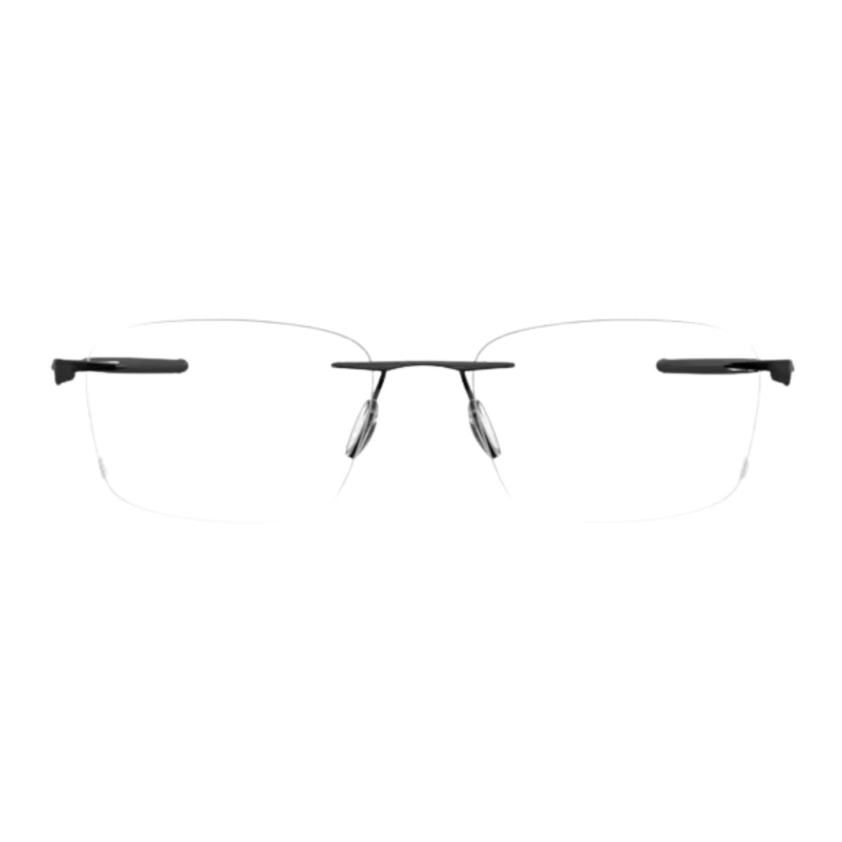 Oakley OX5115 0253 WINGFOLD EVS satin black half rim rectangle eyeglass frame for men, lightweight titanium optical frame, best for prescription glasses – Optorium.