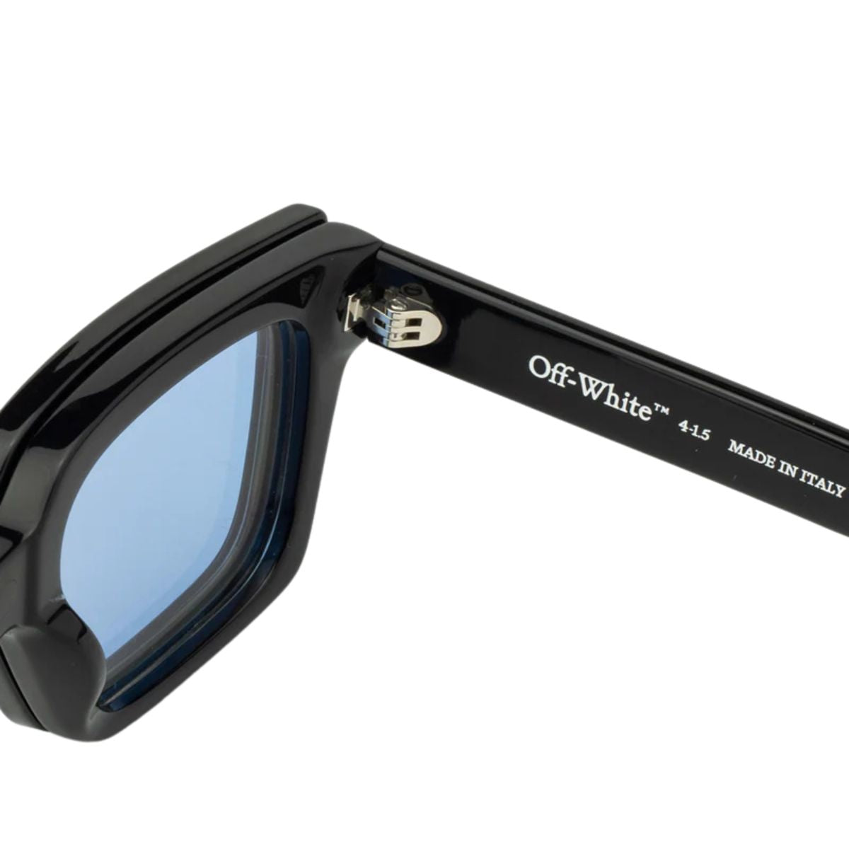 Luxury Off-White square sunglasses, OERI14C 1045, designed for men & women with a stylish black frame and UV protection. Top-selling clip-on sunglasses at Optorium.