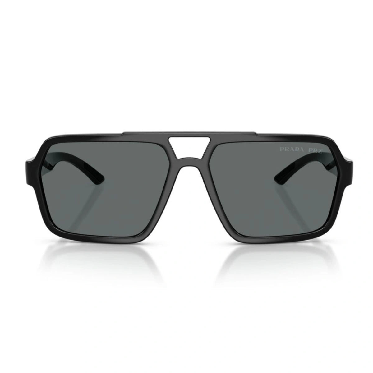 Prada SPR A06 black rectangle sunglasses polarized UV lenses