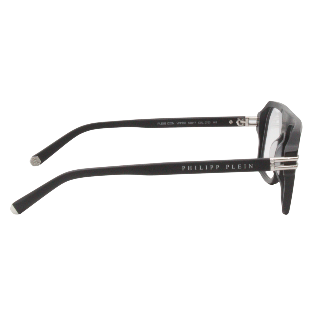 Philipp Plein frame VPP 195 0703 square shape eyeglasses in matte black color, premium philipp plein eyewear designed for luxury style and comfort, authentic philipp plein glasses for men, shop online at optorium