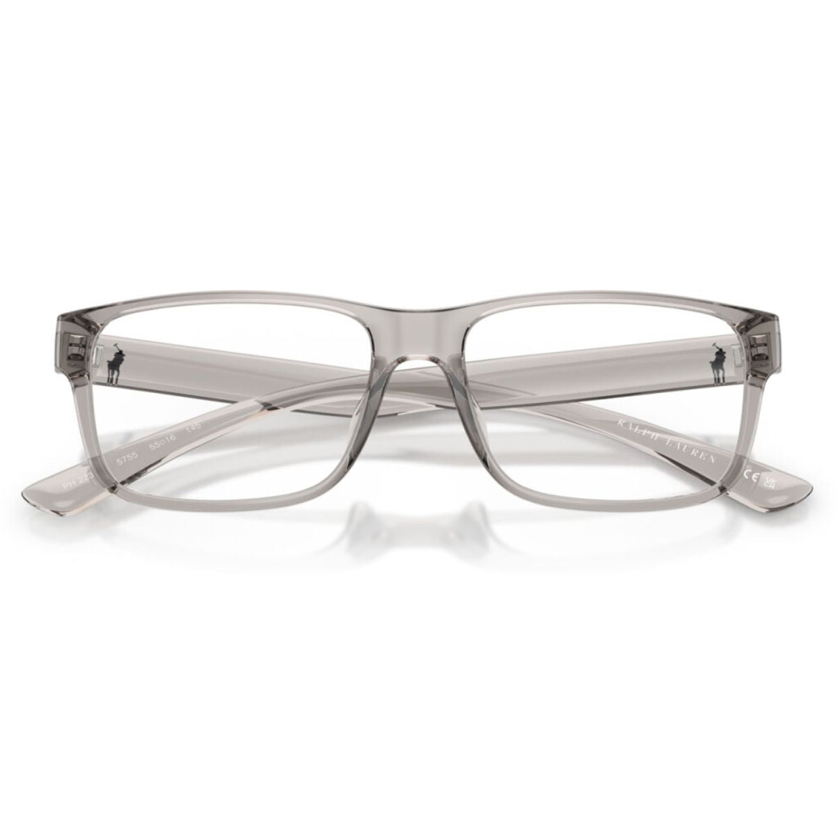 Explore luxury with Ralph Lauren Polo square optical frame PH2237U 5755 in clear grey—sleek, durable, and tailored for men's vision needs. Get the most stylish look now at Optorium!
