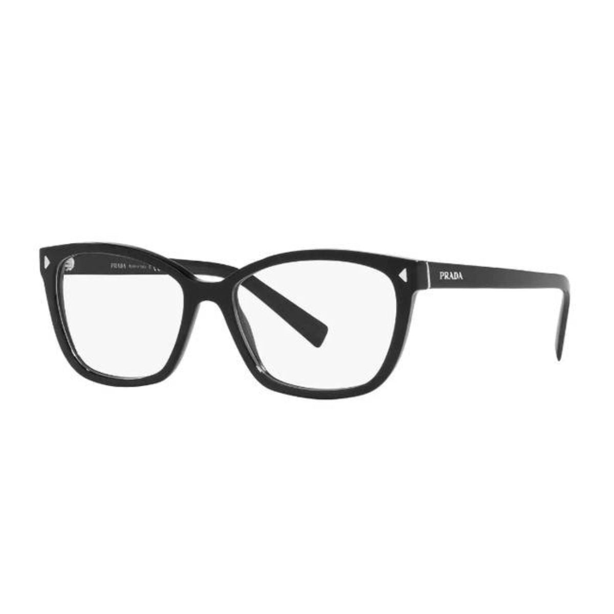"Lightweight Prada VPR 15Z 1AB-1O1 black eyeglasses frame online at Optorium."