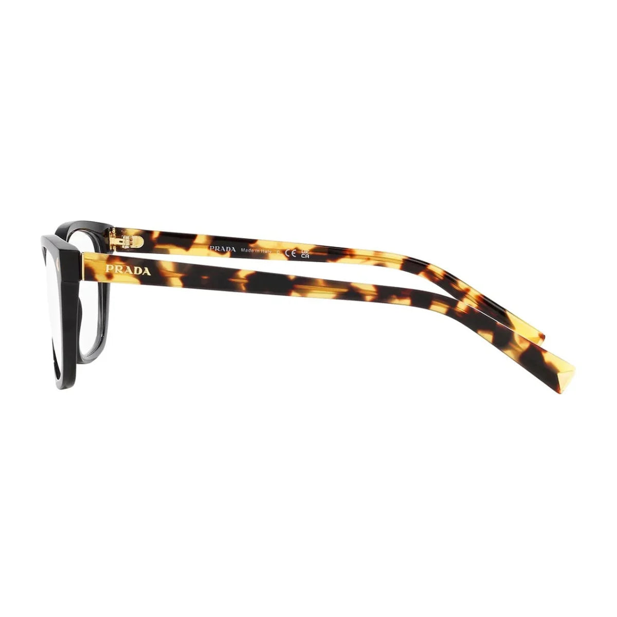 "Close-up of Prada VPR15Z 389 101 women designer eyeglasses with sleek finish for office wear, available at Optorium"