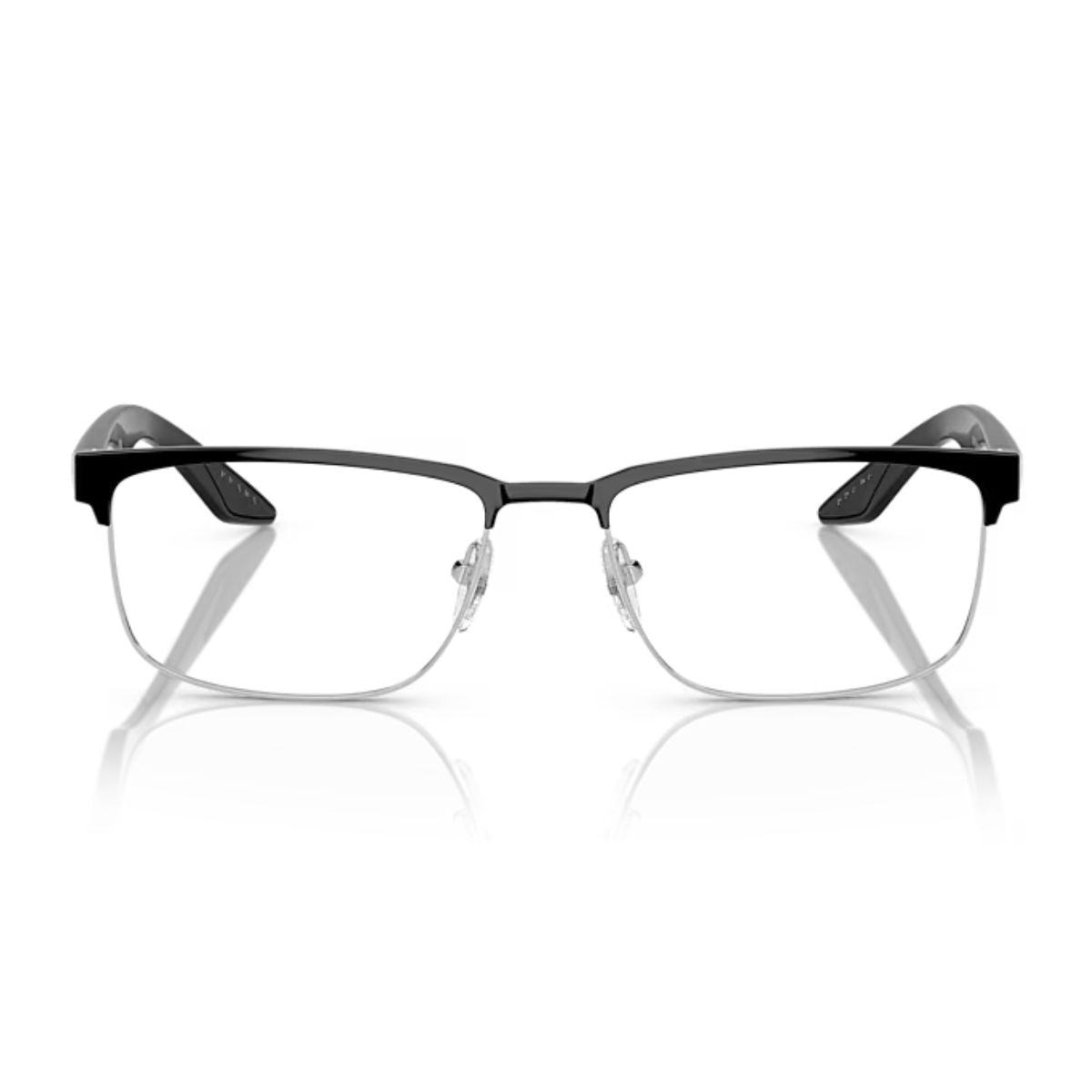 "Prada Linea Rossa VPS51P 1AB-101 black optical frames, stylish rectangular eyewear for men, lightweight and elegant – shop online at Optorium."