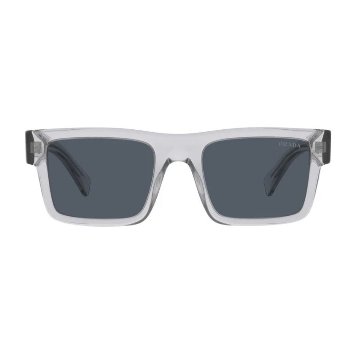 Shop Prada sunglasses for men SPR 19W U43-09T with UV protection and a bold transparent grey look. Discover premium Prada square sunglasses near you at optorium.