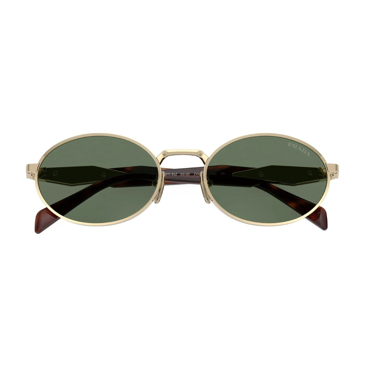 Luxury Prada sunglasses SPR 65Z with green lenses, gold frame, oval shape for women ideal for fashion lovers and sun protection – Optorium