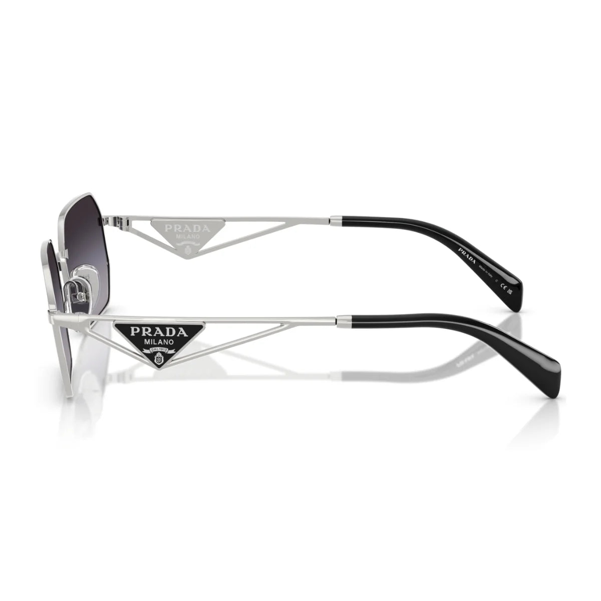 Women’s Prada SPR A51 1BC 90A luxury sunglasses with UV protection, grey lenses, rectangle frame at Optorium