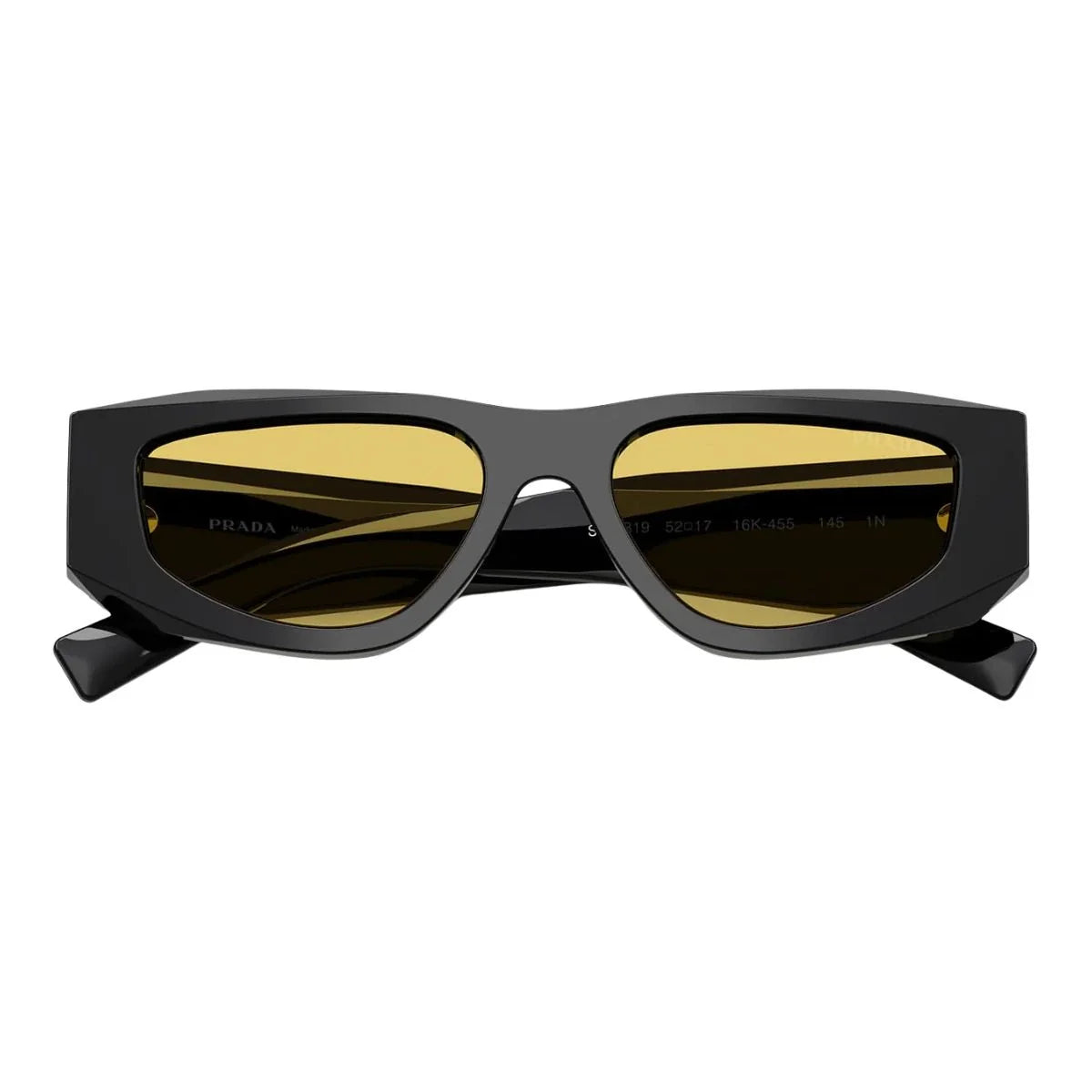 Premium sunglasses from Prada SPR B19 16K-455 featuring shiny black frame, UV protection, trending Prada sunglasses for women and stylish Prada shades men in modern rectangle shape optorium