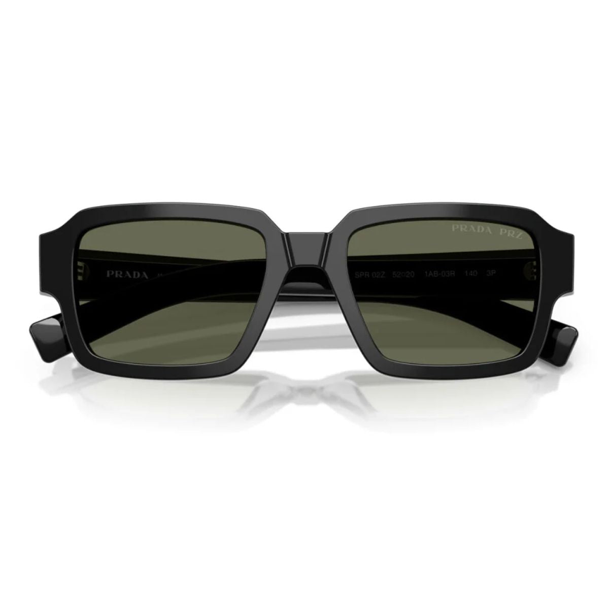 Trendy Prada Square Sunglass and SPR 02Z 1AB-03R with sleek black design—perfect UV protection sunglasses for men & women at Optorium.