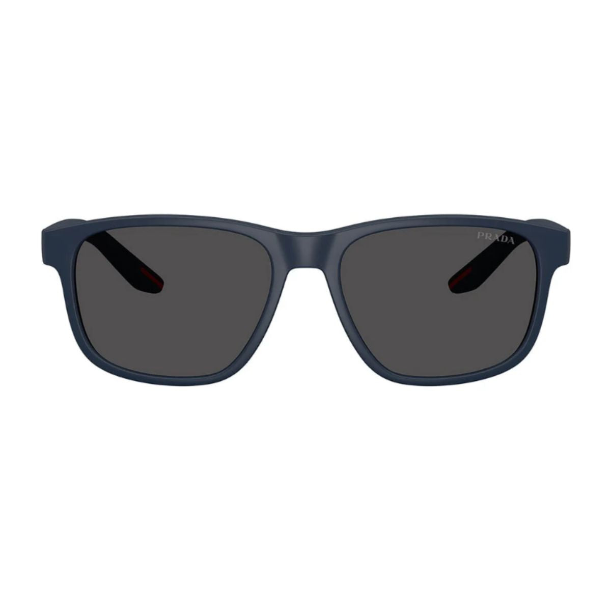 Shop matte blue Prada sunglasses for men – SPS 06Y TFY 06F with UV protection and stylish dark grey lenses. Trendsetting Prada eyewear now available at Optorium.
