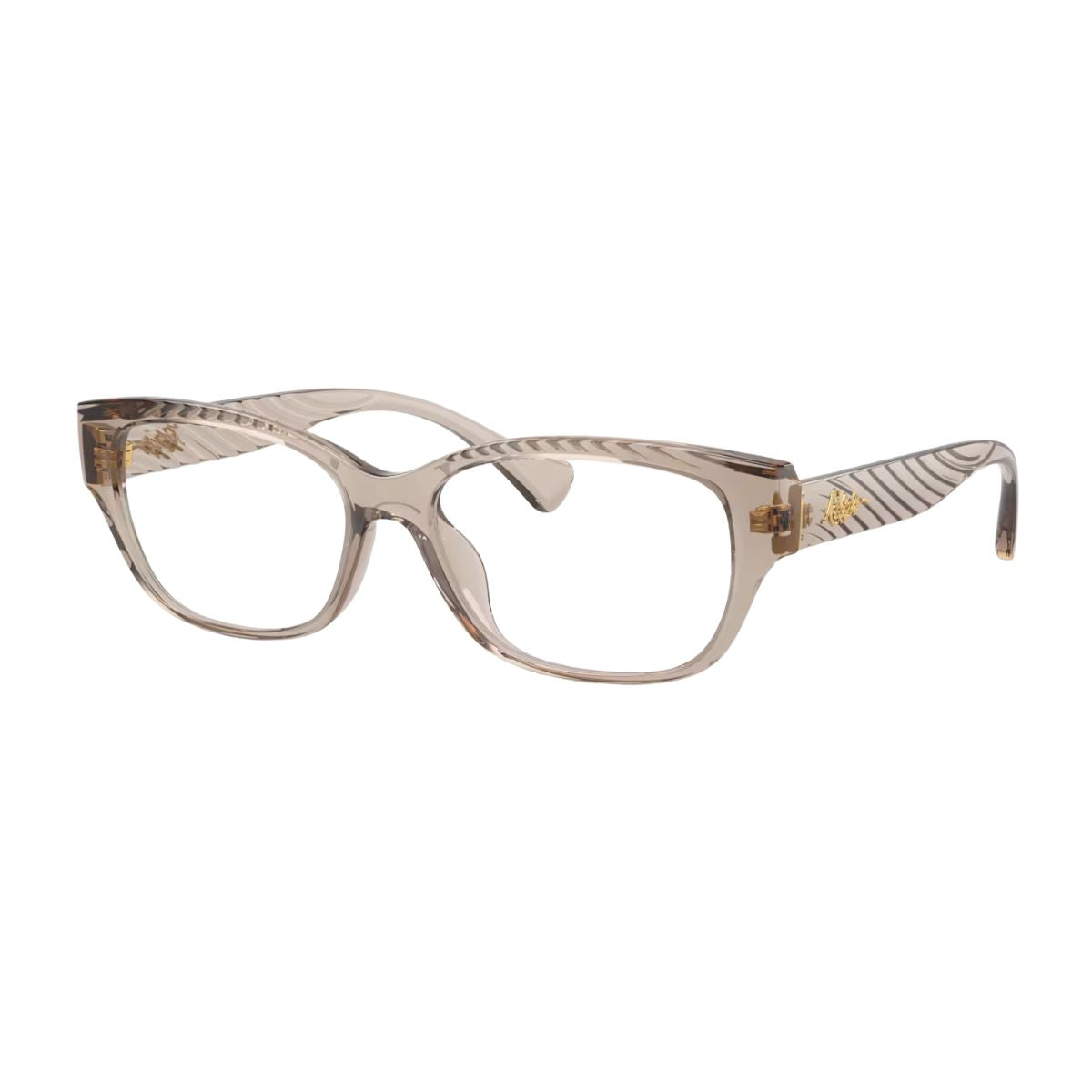 Ralph Lauren RA7165U 5002 beige cat-eye frame – trendy and comfortable optical frame for women. Find luxury eyewear online at Optorium.