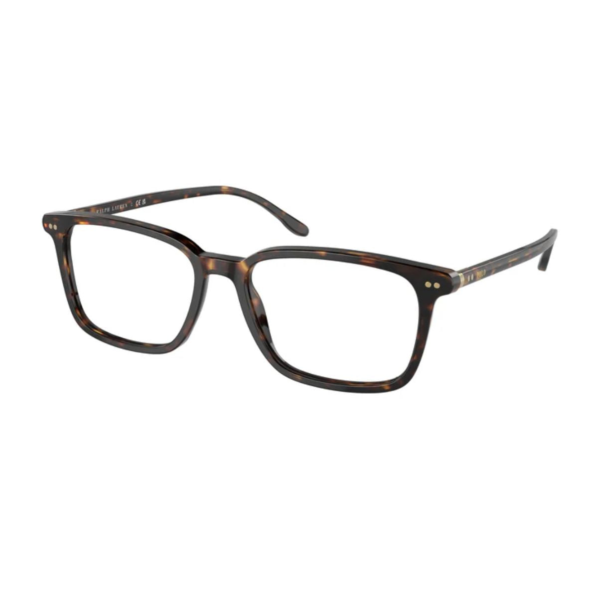 Upgrade your eyewear with Ralph Lauren Polo optical frames in Havana. Sleek rectangle shape with prescription-ready lenses. Shop online at Optorium today.