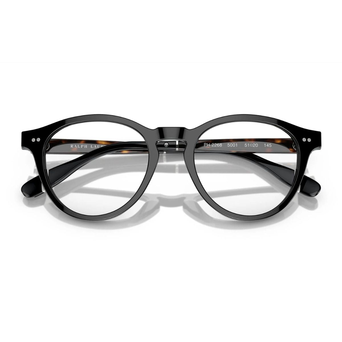 Elevate your look with Ralph Lauren Polo PH2268 5001 round optical frames in black. A blend of sophistication & durability. Order today online at Optorium.