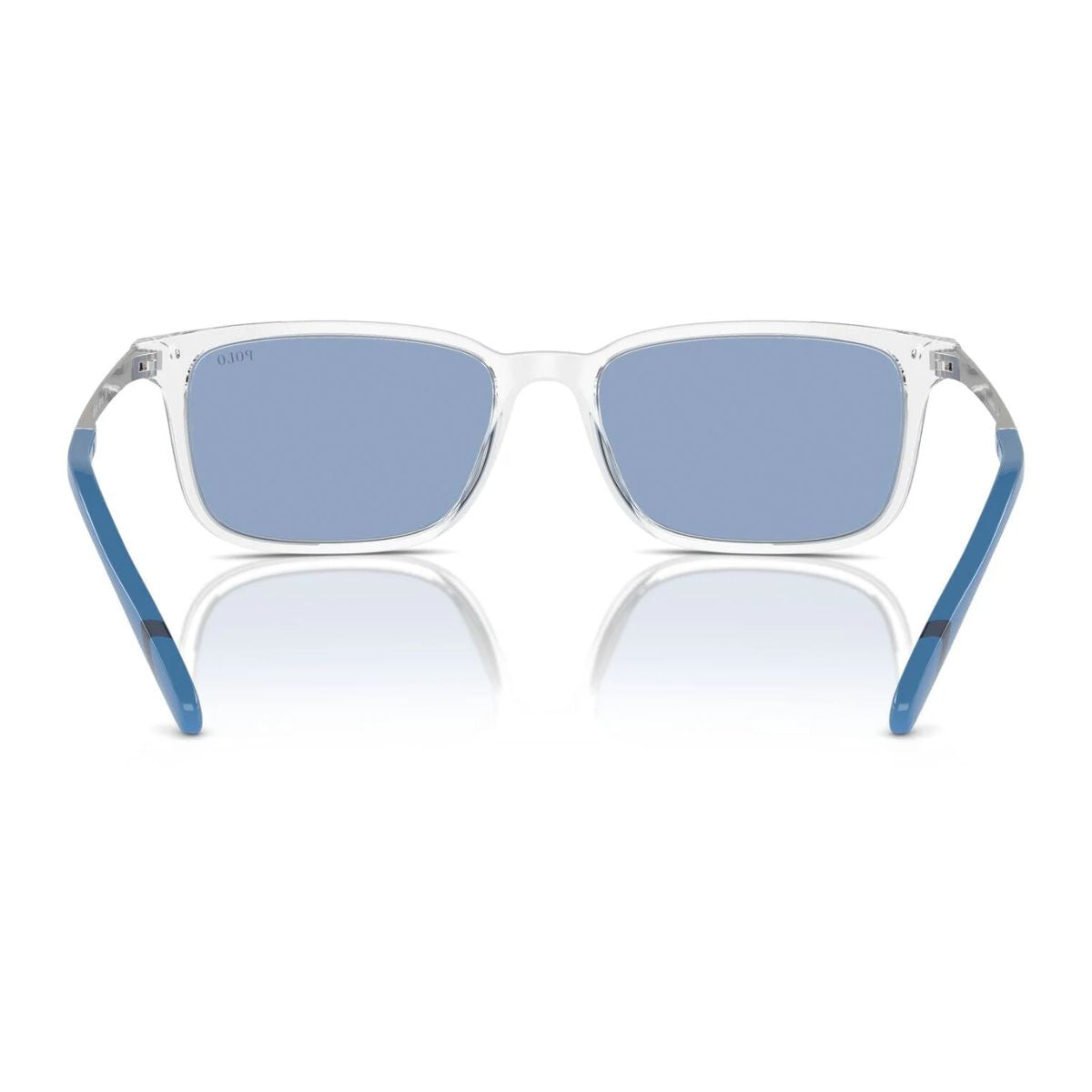 Get Ralph Lauren Polo Sunglass PH4212 5331/72, designed with a rectangle shape, transparent color, and dark blue lenses for a bold and elegant statement online at Optorium.