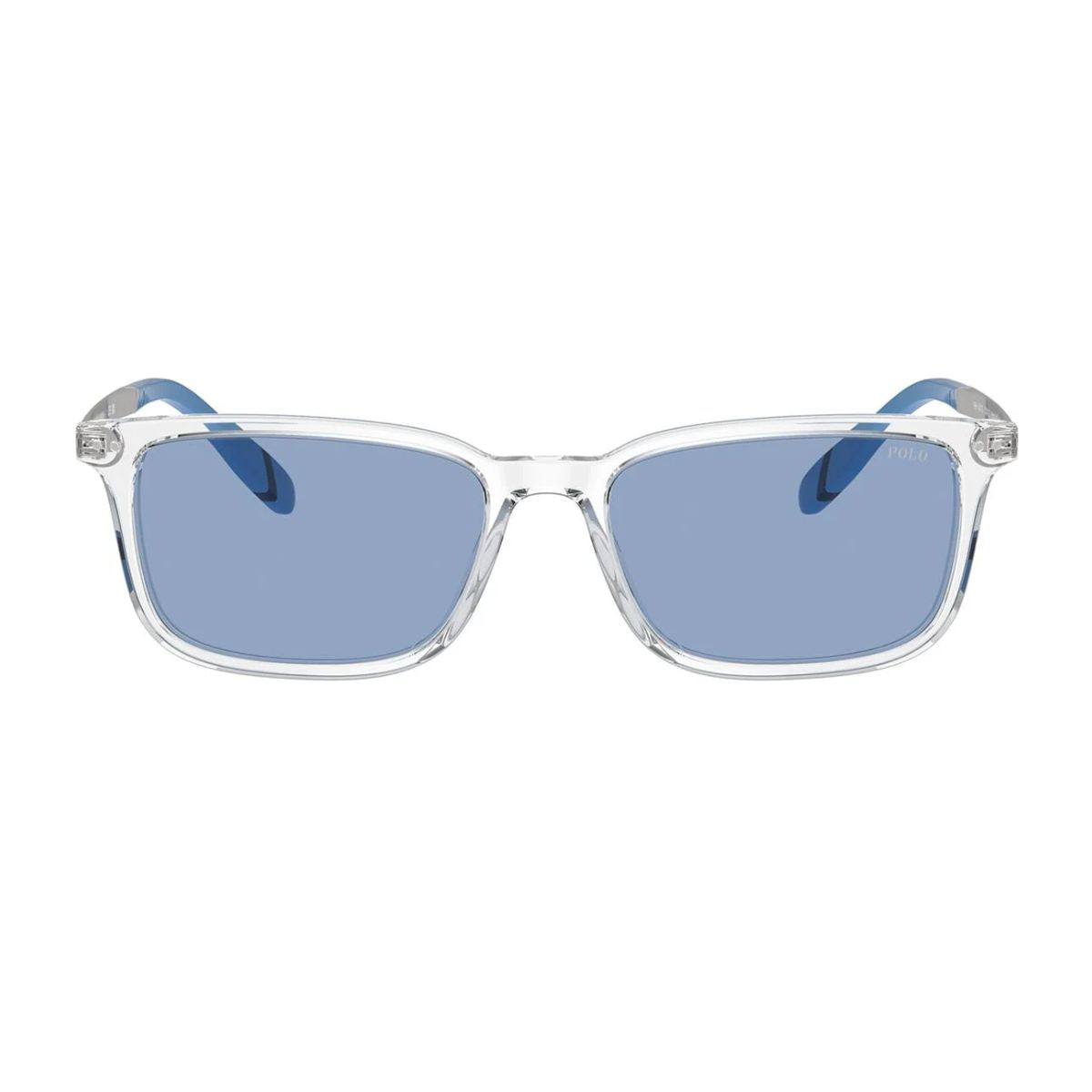 Ralph Lauren Polo Sunglass PH4212 5331/72 with a transparent frame and dark blue lenses, perfect for men seeking stylish and protective eyewear online at Optorium.
