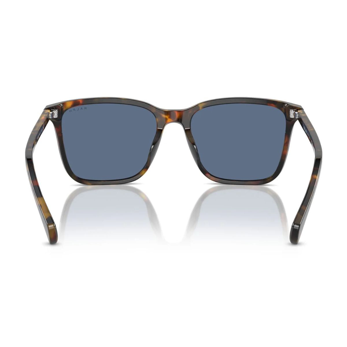 Trendy Ralph Lauren Sunglasses RA5314U 5314/80 in Havana with dark blue lenses. Square frame design for men and women, offering premium sun protection and style. Shop these unisex sunglasses online at Optorium.
