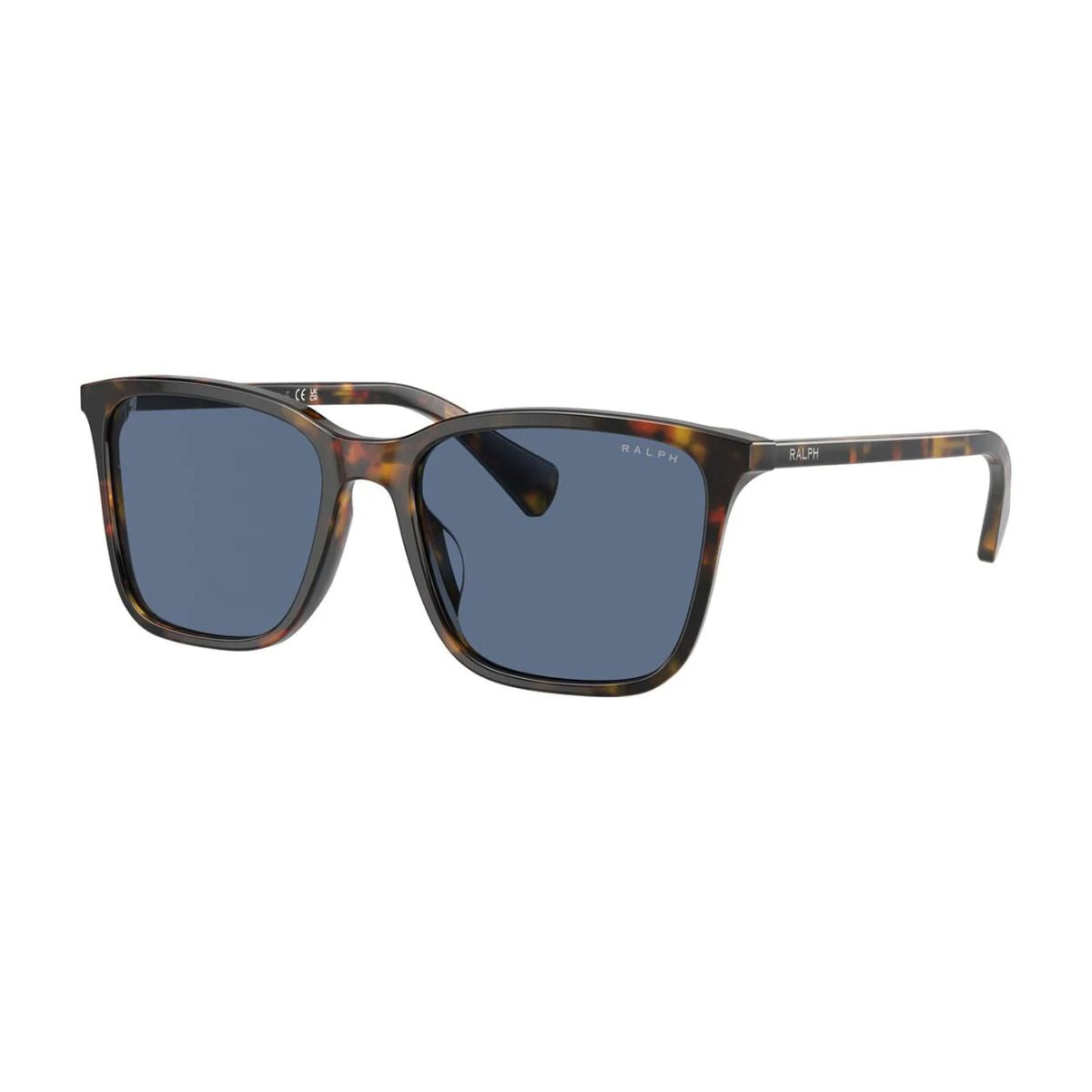 Ralph Lauren Havana sunglasses RA5314U 5314/80 with a square frame and dark blue lenses. Designed for both men and women, these stylish unisex glasses provide UV protection and elegance. Available now online at Optorium.
