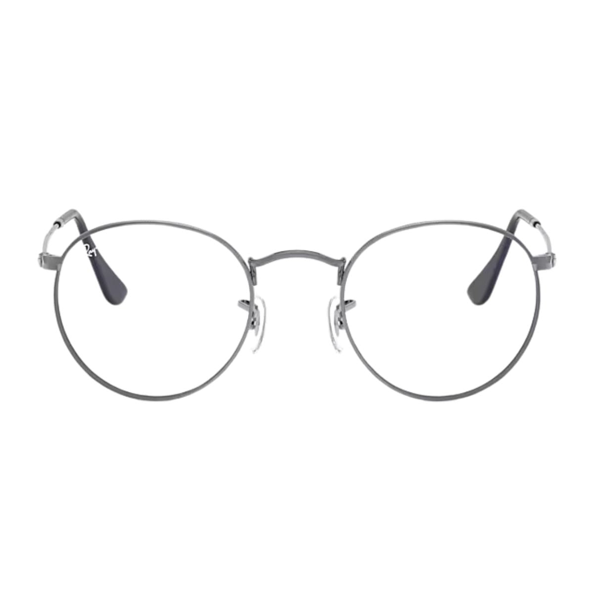 "Ray-Ban RB3447V 2502 unisex round glasses, sleek metal frame, available online at Optorium"