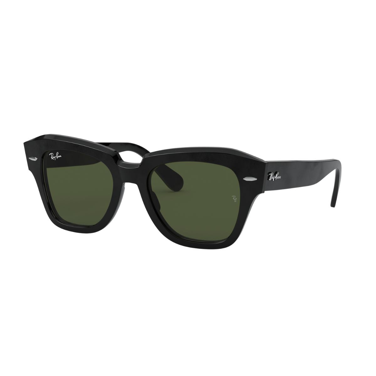 "Chic acetate frame Ray-Ban RB2186 State Street sunglasses with green lenses, online at Optorium."