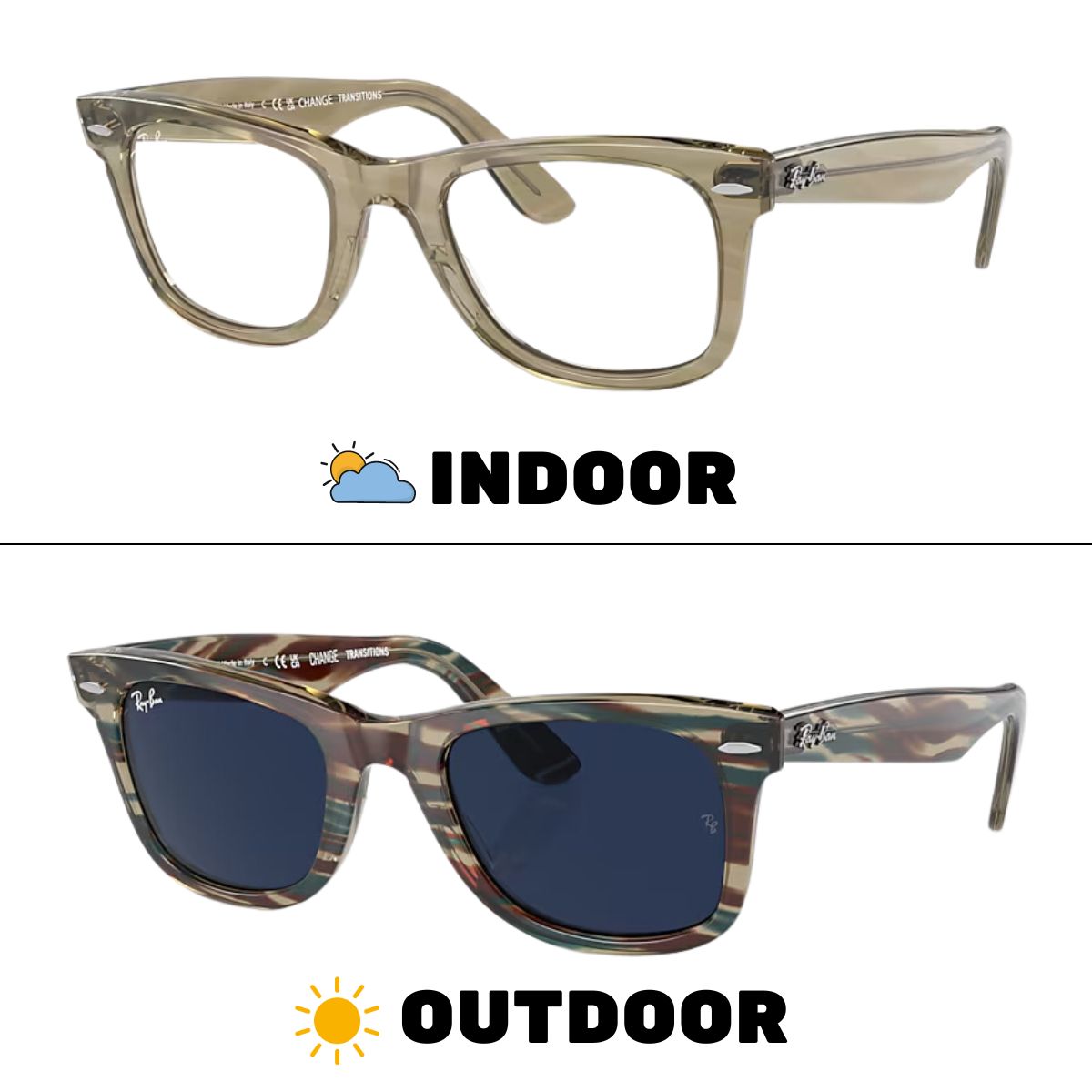 "Ray-Ban RB 2140 1387/GG men's sunglasses with photochromic color shifts | Available At Optorium"