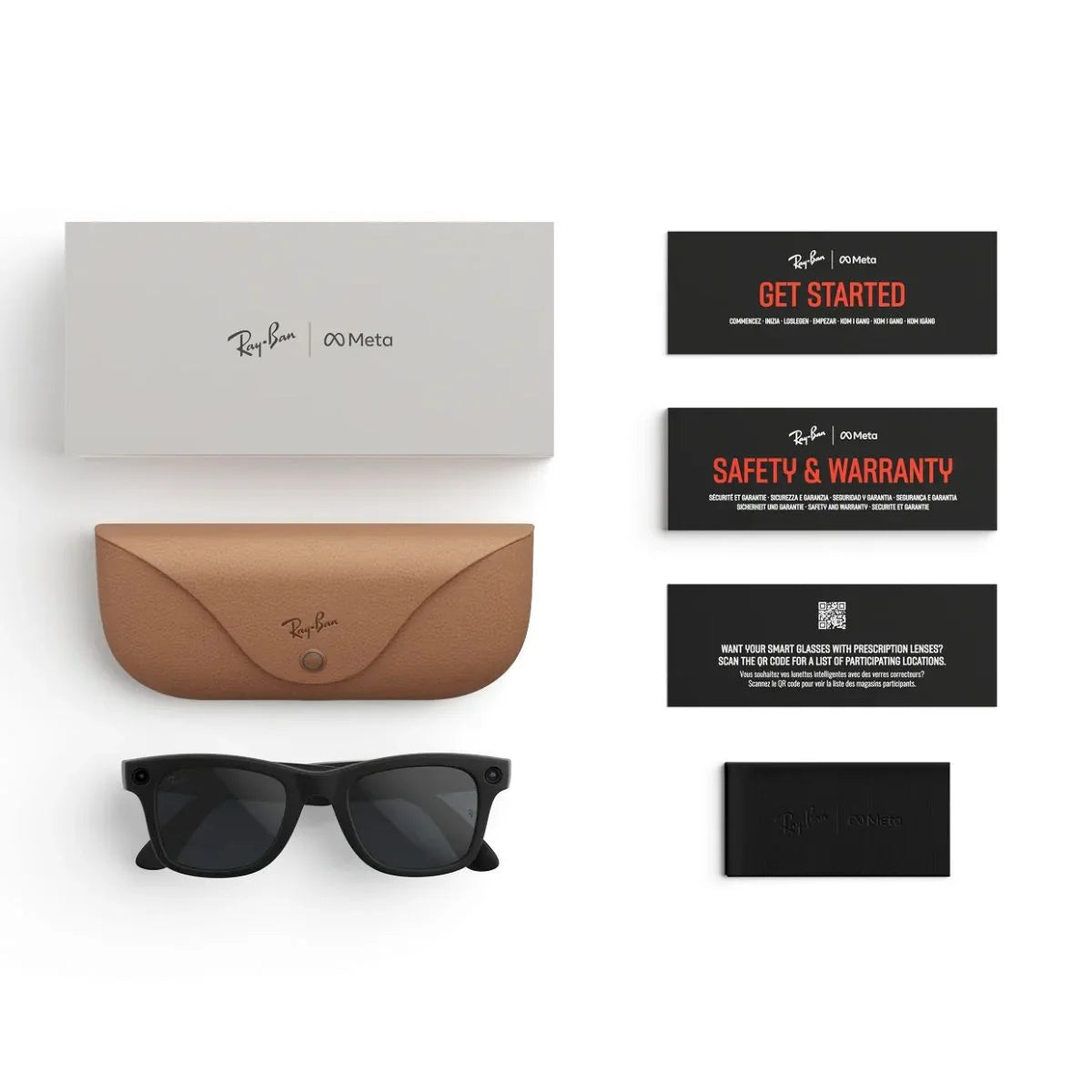 Ray Ban Meta smart glasses square shape, AI tech, Matte Black Grey lenses, buy at Optorium