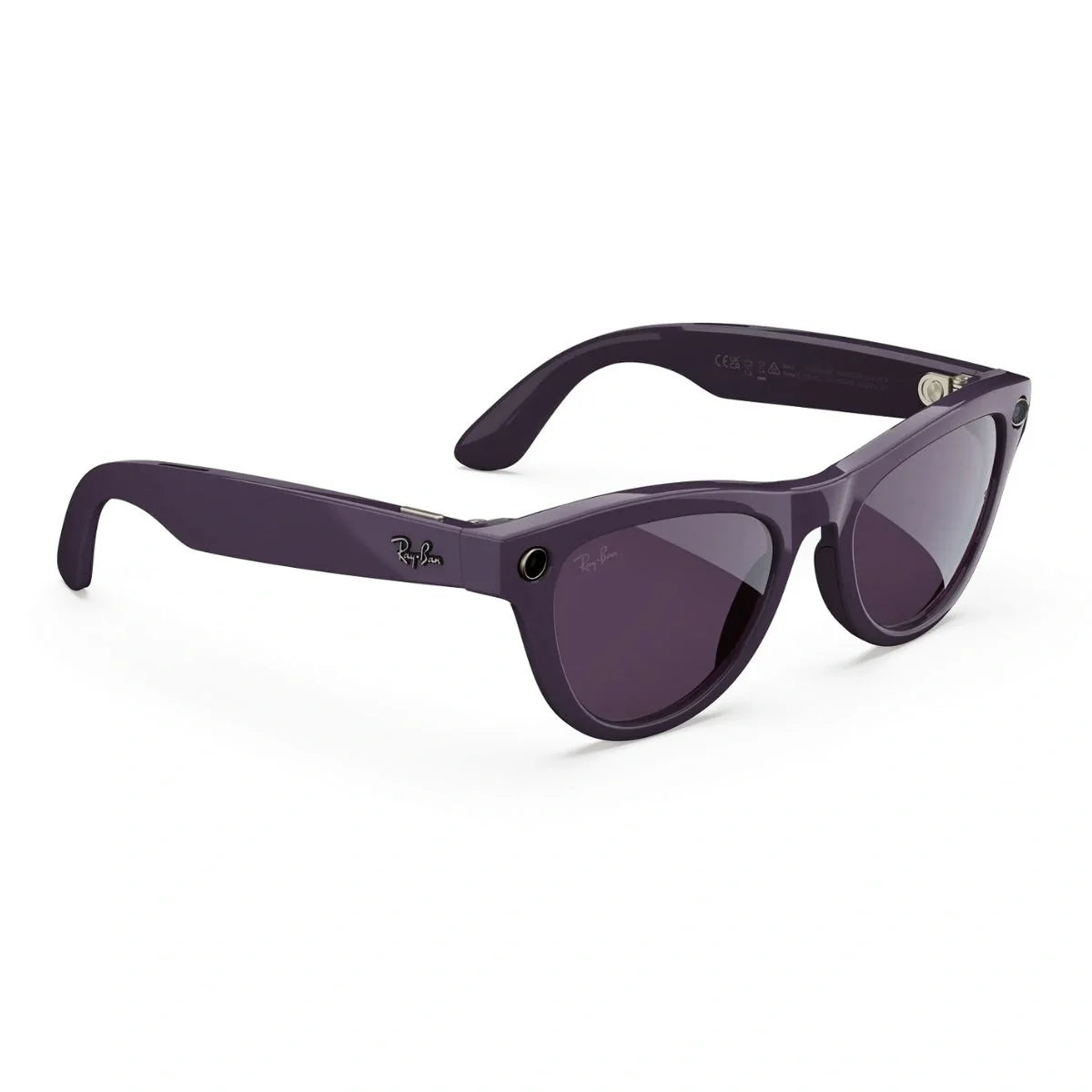 Ray-Ban AI Glasses Meta Gen 2 Skyler RW 4014 6701CH in stylish shiny mystic violent color. Trendy Meta AI smart glasses with transition amethyst lenses available at optorium.