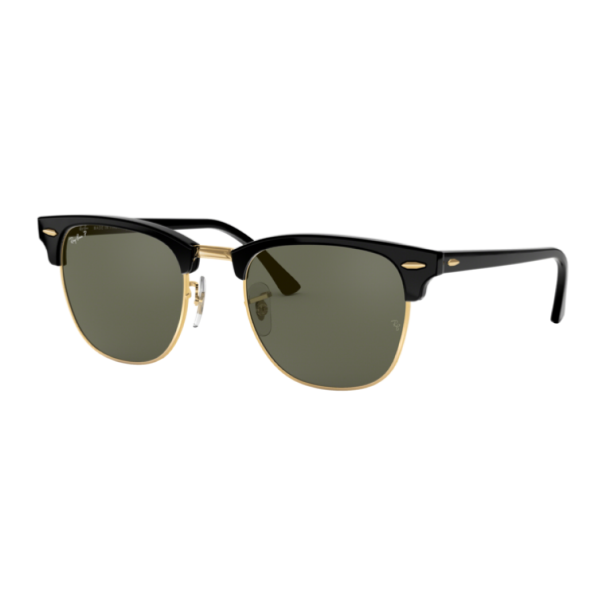 Trendy Ray-Ban Clubmaster Polarized sunglasses RB 3016 901/58 combining timeless style and superior UV protection, popular rayban sunglasses for men & women, available in Black/Gold only at optorium.