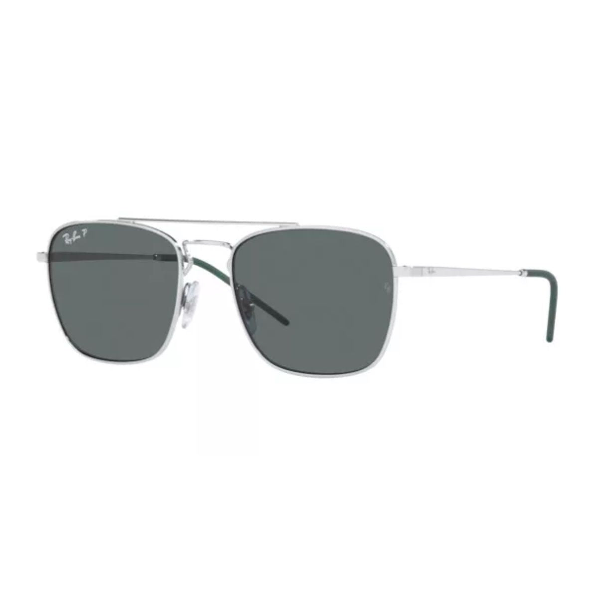 High-definition side view of Ray‑Ban RB 3588 9251/81 polarized sunglasses with signature silver metal frame and iconic design ideal for polarized aviator sunglasses men – optorium.