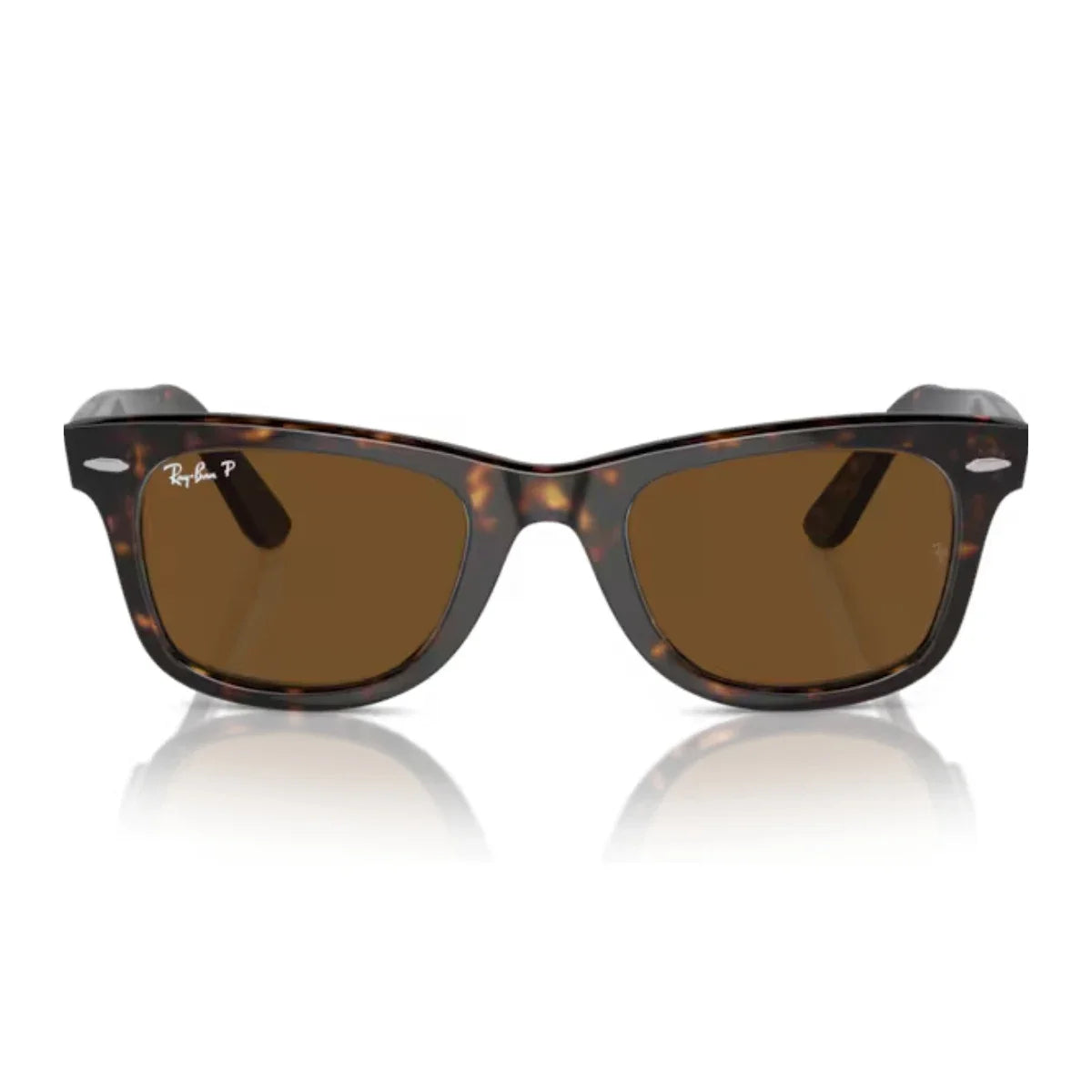 "Ray-Ban Wayfarer sunglasses RB 2140 902/57 with polarized lenses for men and women, iconic tortoise frame."